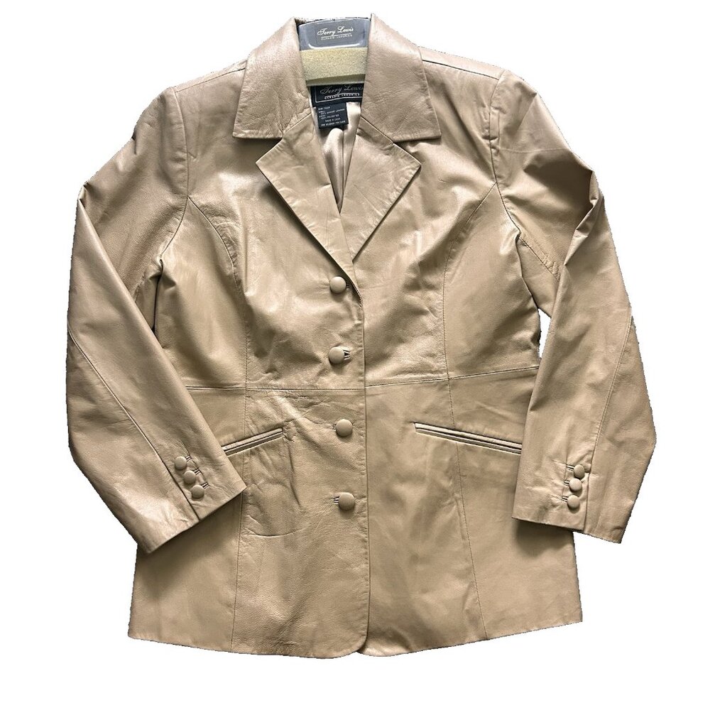 Terry Lewis Classic Luxuries Genuine Leather Vintage Jacket Cream Medium A109